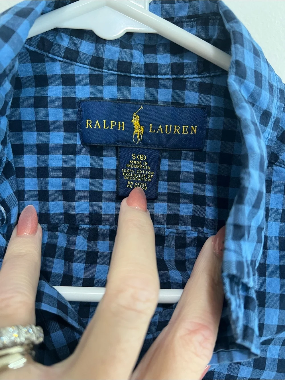 Ralph Lauren Blue and Black Gingham Button-Down Shirt